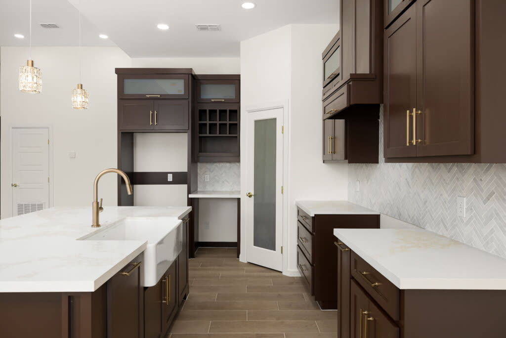 Luxury kitchen in a completed Kratos Construction custom home, Rio Grande Valley TX
