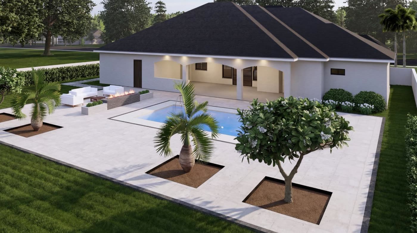 Modern custom home render built by Kratos Construction &mdash; Edinburg TX